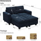 Velvet Modular Sectional Sofa With Storage Sleeper Blue