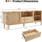 Natural Finish Entertainment Console With Sliding Door-1