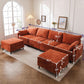 Velvet Orange 135 Modular Sectional Sofa Storage Ottoman