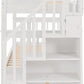 Twin Over Twin Bunk Bed With Stairs And Trundle White