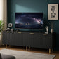 Black Fluted Mid Century Modern TV Entertainment Center With Storage