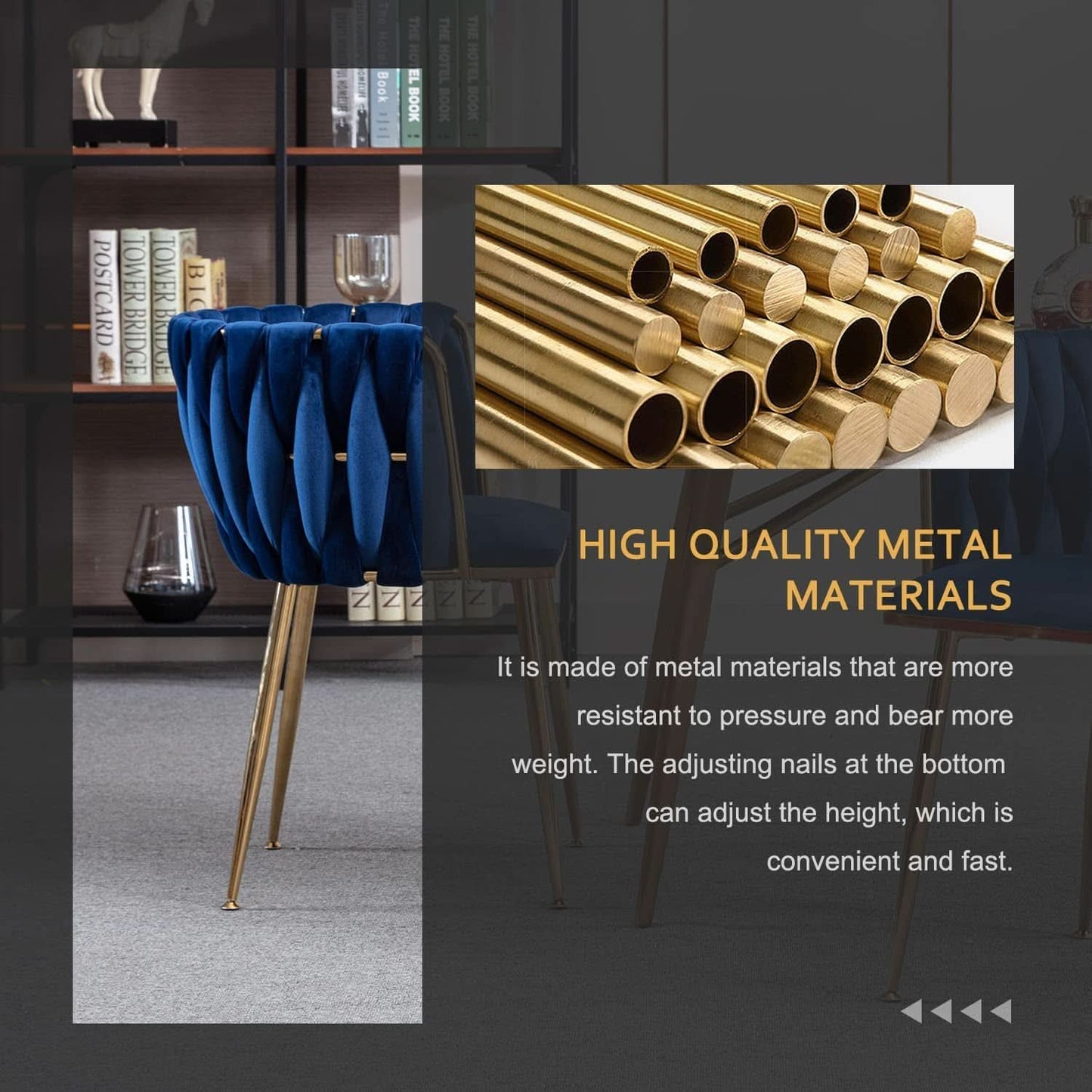 Blue Wingback Dining Chairs Set Of Four Modern Style