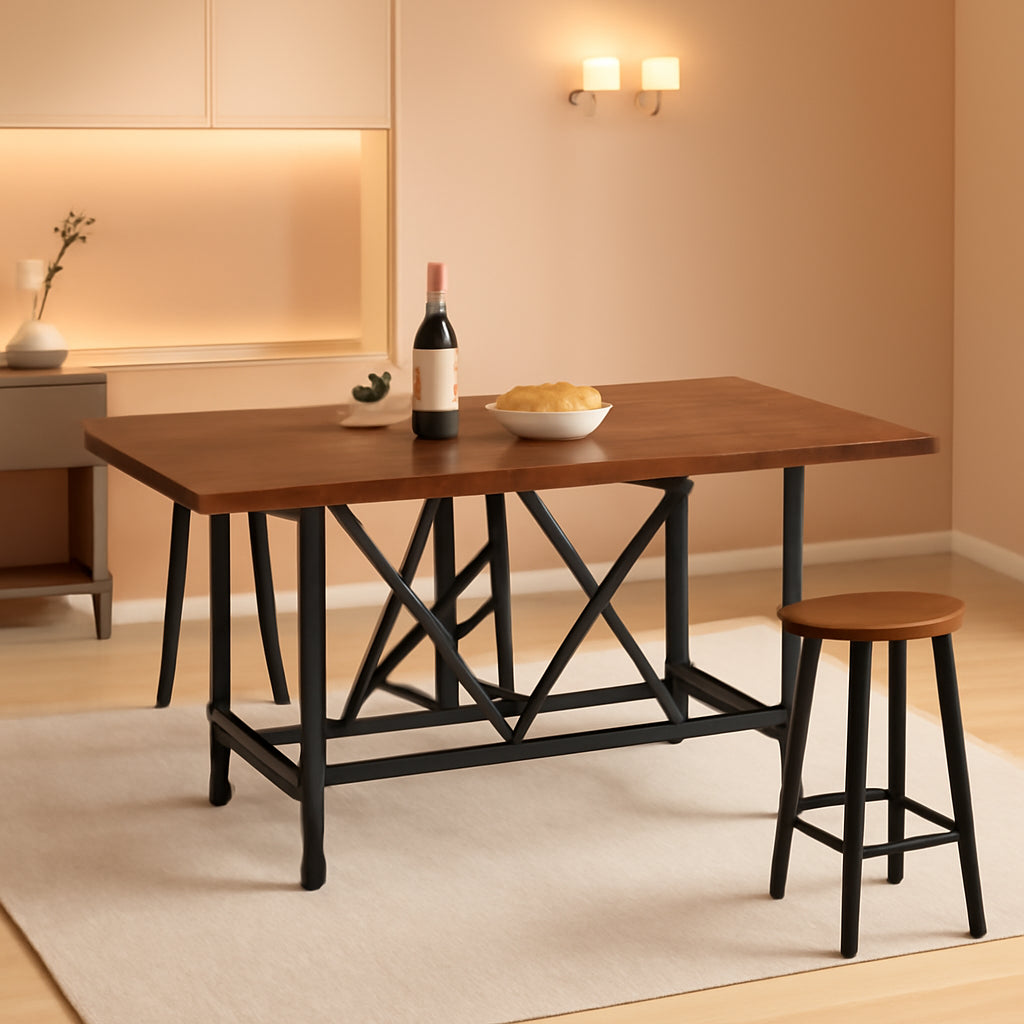 Six Person Industrial Grade Rustic Brown Dining Table