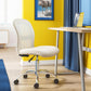 Armless Desk Chair With Mesh Back And Wheels Cream White