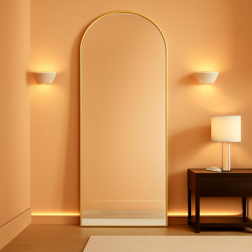 Full Length Mirror Gold Aluminum Freestanding Frame