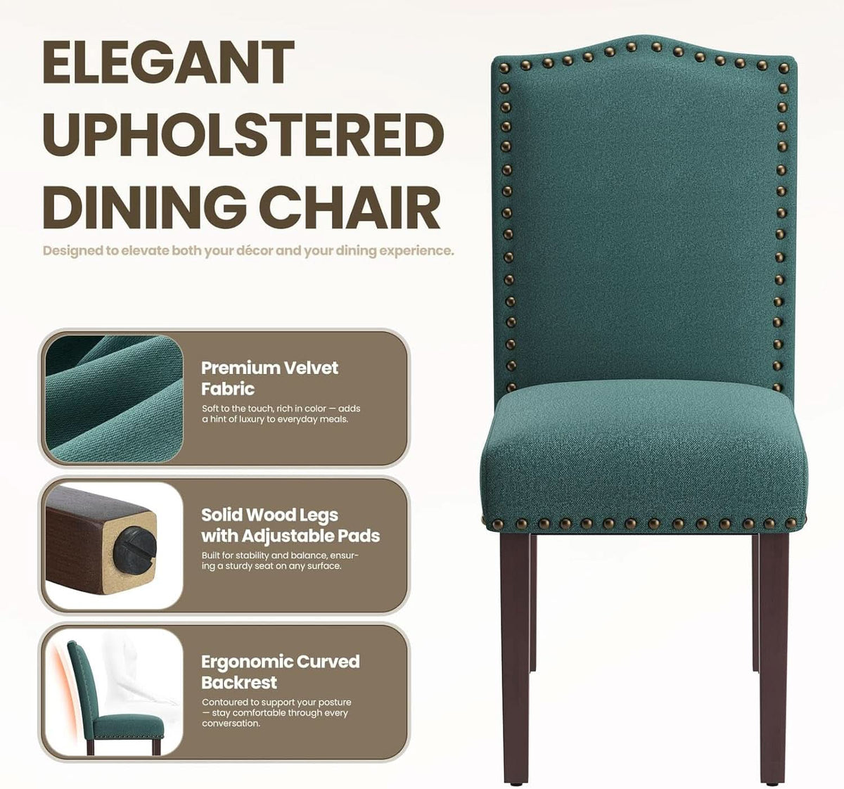 Green Velvet Executive Parsons Dining Chairs Quartet