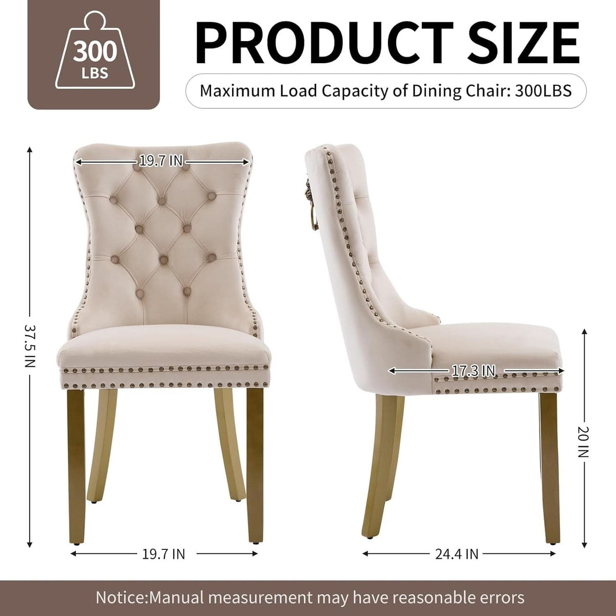 Beige Velvet Dining Chairs Set Of Four Wingback Button Tufted Dining Room Chairs