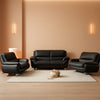 Faux Leather 3 Piece Modern Living Room Sofa Set Black