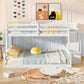 White Solid Wood Twin Over Full Bunk Bed Stairs GuardRails