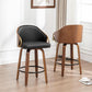26 Inch Swivel Barstools Set of Two Black Leather