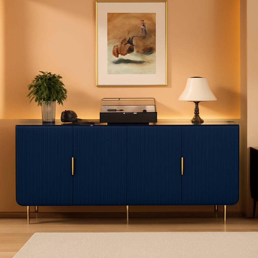 65Inch Blue Sideboard Buffet Cabinet Modern Console-0