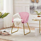 Modern PU Leather Armchair Flower With Golden Legs Pink