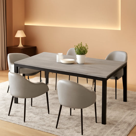 79 Inches Industrial Dining Table Greywashed Finish