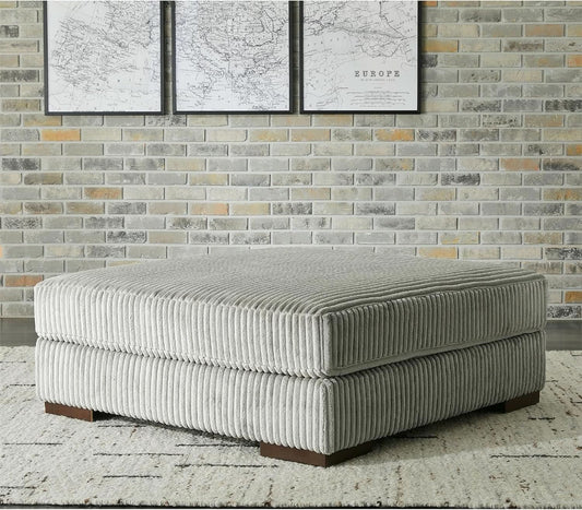 Oversized Tufted Upholstered Ottoman With Light Gray
