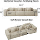 Modular Sectional Sofa With Velvet Beige Finish Recliner Compact Layout