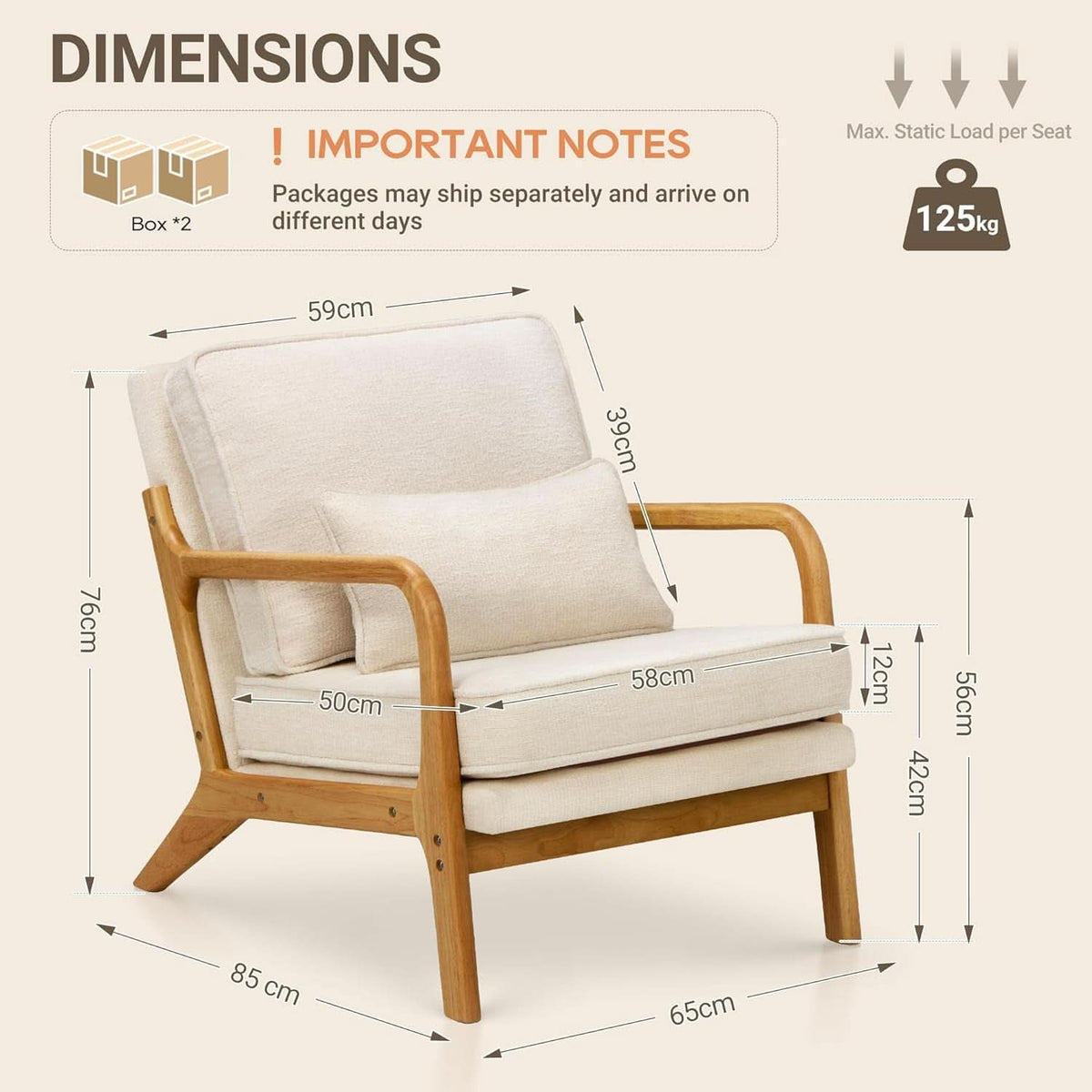 Beige Upholstered Accent Chairs With Lumbar Pillows-1