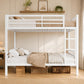 White Heavy Duty Metal Bunk Bed Full Over Full Ladder