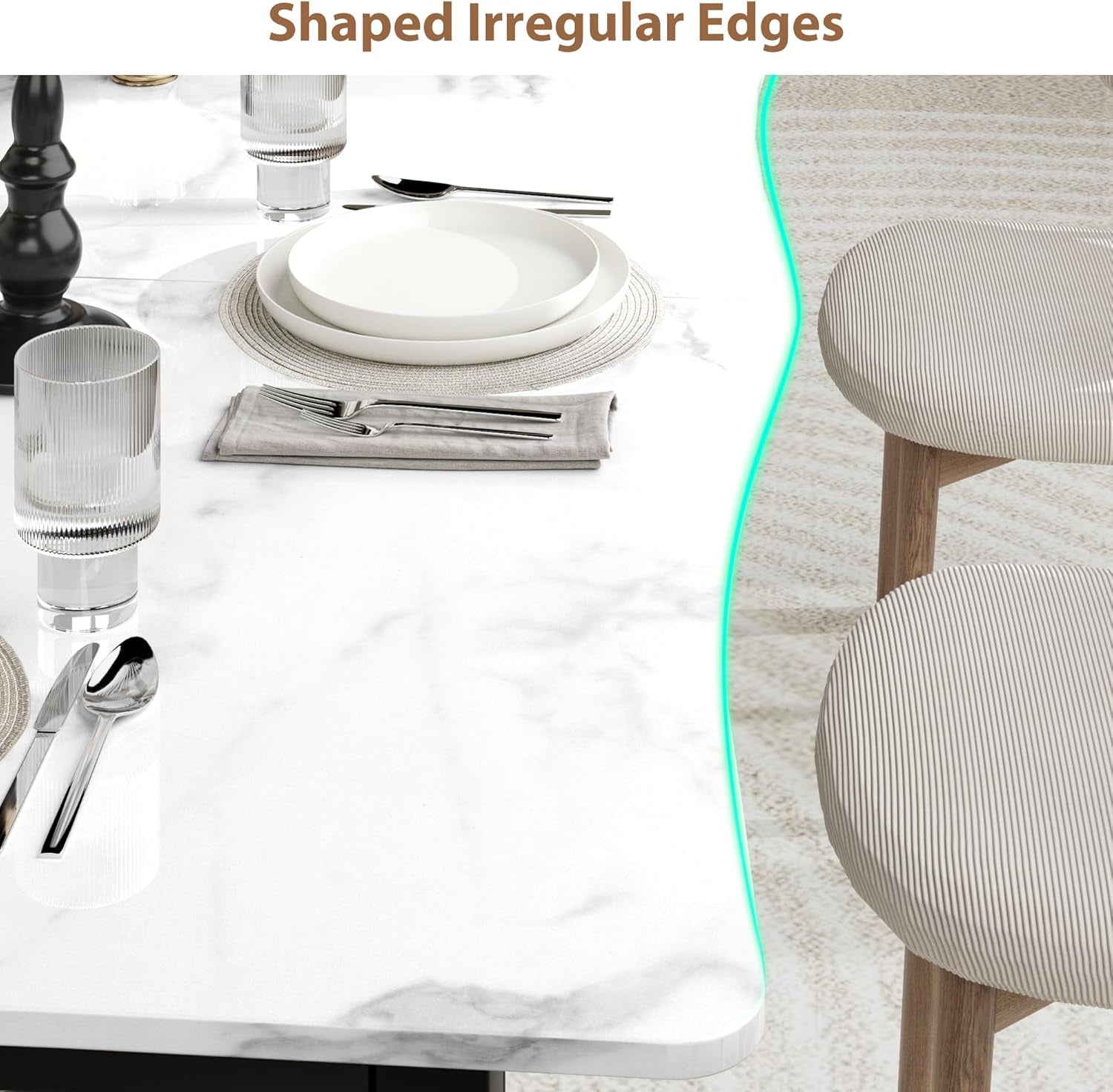 Premium Grade 79 Inch Dining Table Iron Legs Marble Top-3
