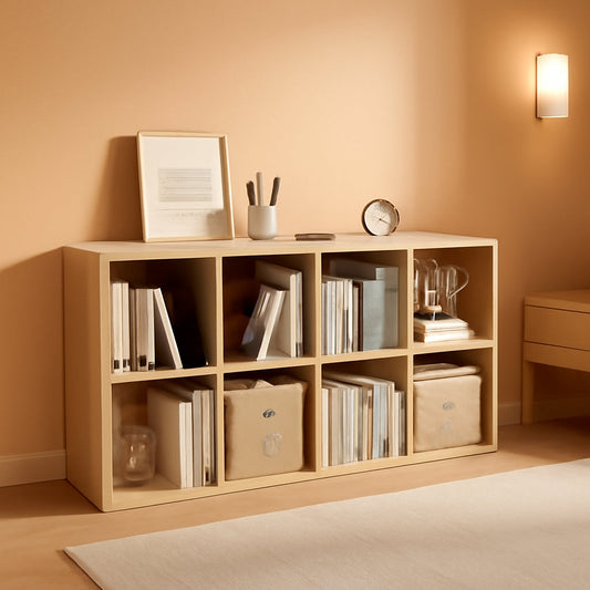 Eight Cube Organizer Bookcase Stackable Open Shelf Oak