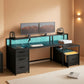 66 Inch Computer Desk 5 Drawers For Home Office Workspace