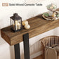 63-Inch Long Console Table, Solid Wood Sofa Table behind the Couch with Metal Support