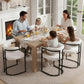 White Sherpa Upholstered Barrel Dining Chairs Pair