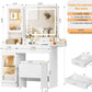 White Illuminated Makeup Vanity With Electrical Outlet