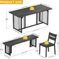 63 Inch Dark Grey Rectangular Dining Table Set Farmhouse