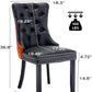 Leather Dining Chair Set Of 2 Tufted Black And Orange
