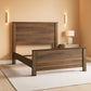 Queen Panel Bed Dark Brown Nailhead Trim Engineered Wood