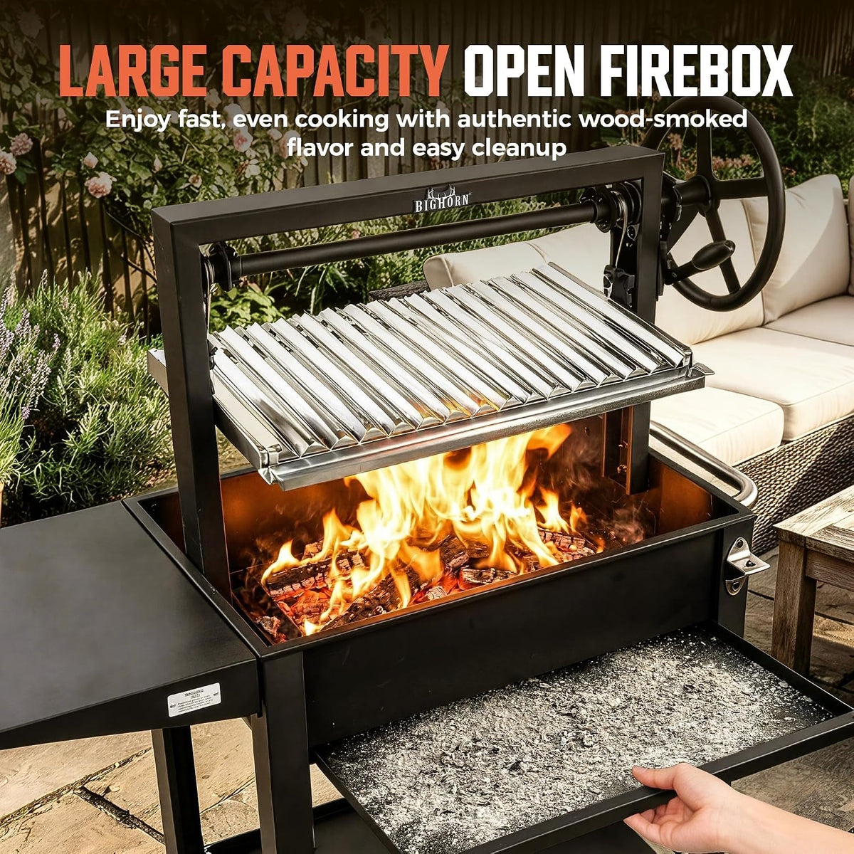 Argentine Parrilla Grill With Adjustable Height Storage