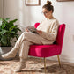 Midcentury Velvet Slipper Chair Armless 20.5In Pink