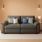 Grey Oversized Loveseat Faux Leather Upholstered Sofa