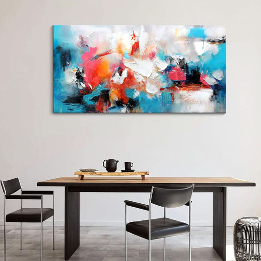 Ultra Premium Exclusive Abstract Canvas Wall Art 24x48 Blue Pink