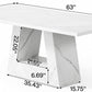 White Faux Marble Rectangular Dining Table Pedestal