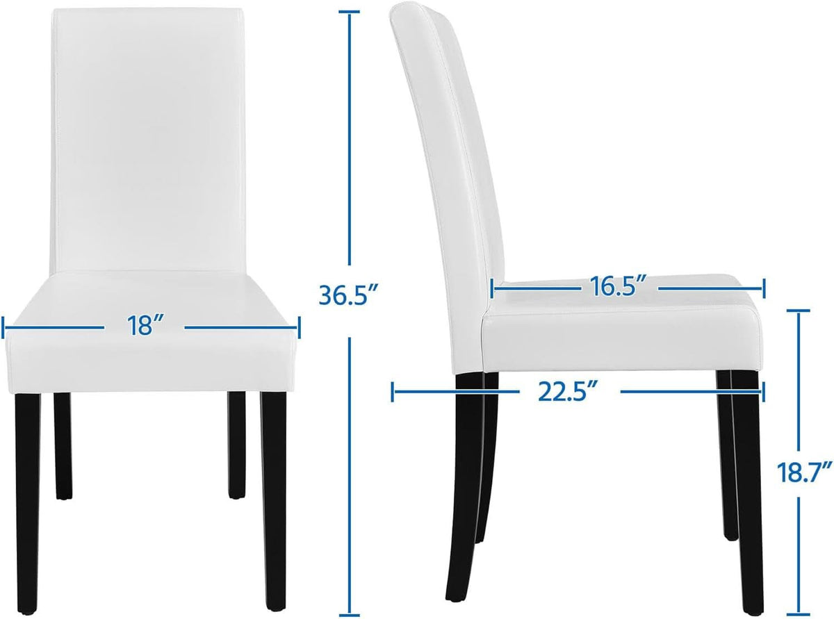 Dining Chair Set Of 4 White Faux Leather Parson Chairs