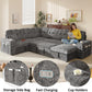 Modular Sleeper Sofa 108Inch Grey Chenille Upholstered