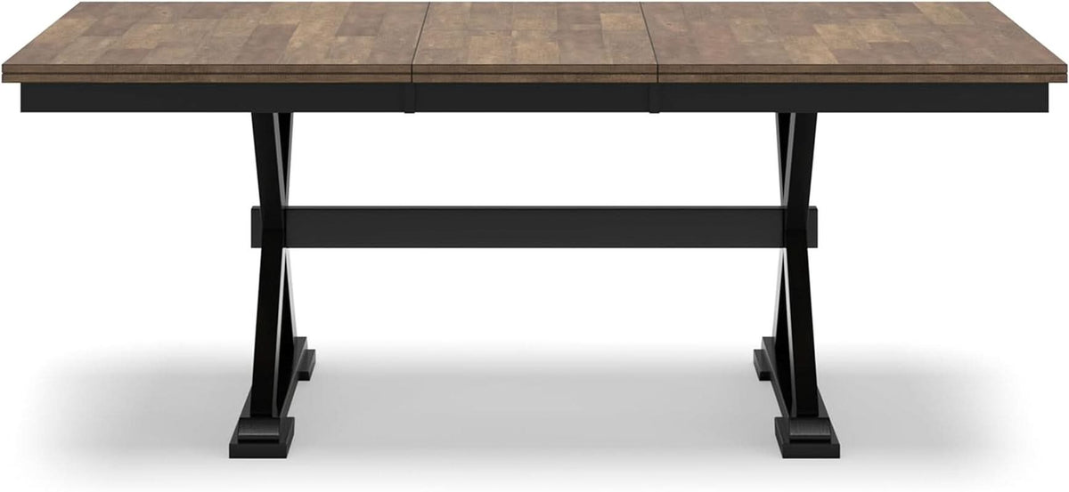 Farmhouse Dining Extension Table Butterfly Leaf 6-8 Seater Black And Dark Brown
