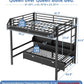 Queen Over Queen Metal Bunk Bed USB Charging Ports And LED