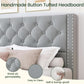 Queen Velvet Grey Upholstered Platform Bed Frame Storage