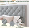 Queen Velvet Grey Upholstered Platform Bed Frame Storage