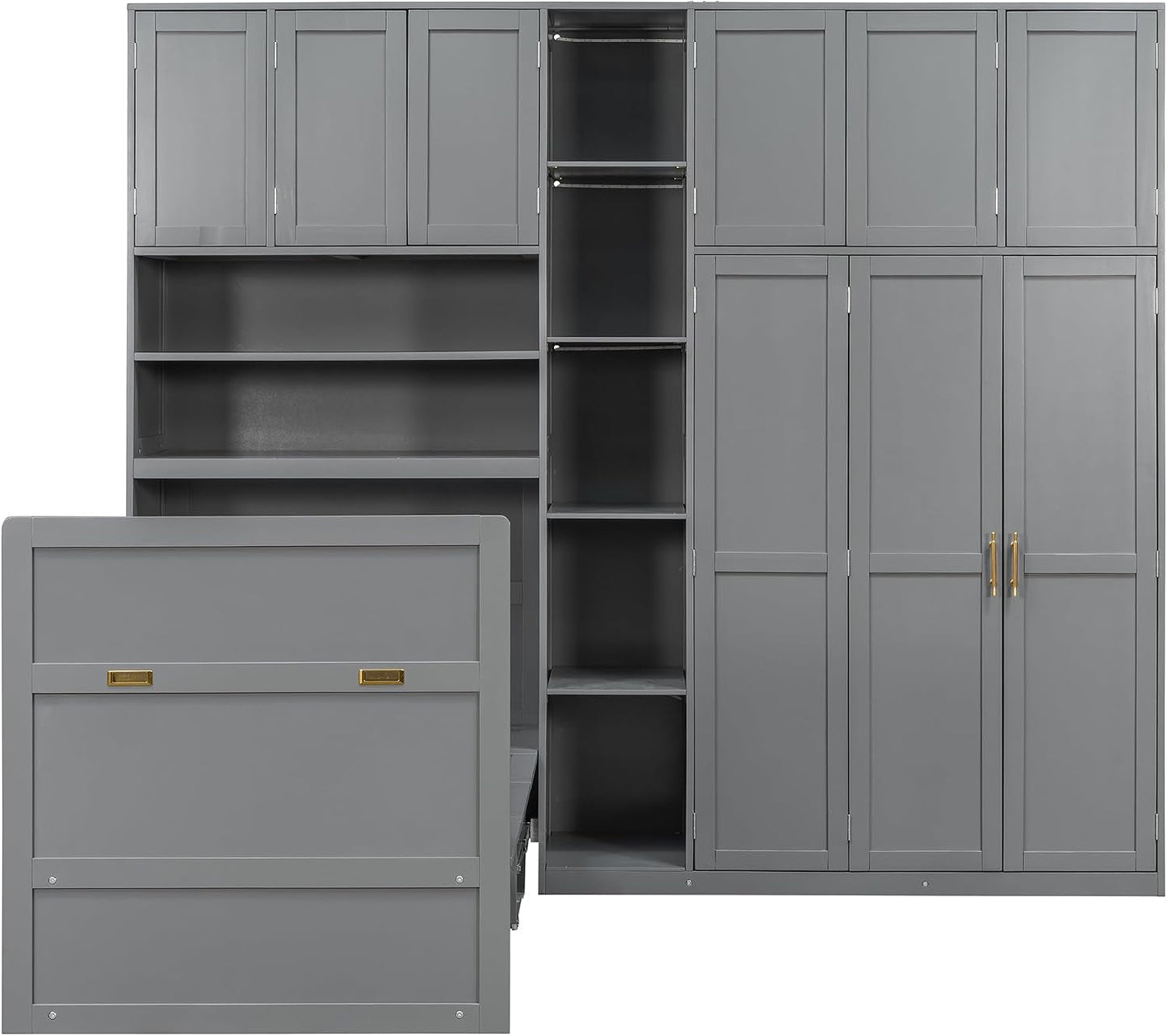 Twin Size Charcoalgray Murphy Cabinet Bed Wardrobe-4