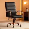 Whitney Mid Back LeatherSoft Desk Chair With Adjustable Height Black Rose Gold