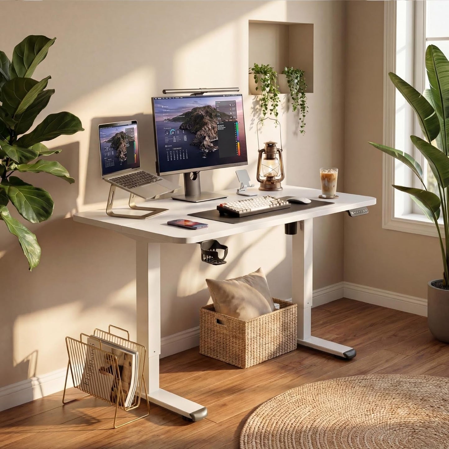 40x24 Electric Height Adjustable Standing Desk White