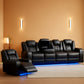 Black Luxurious Leather Power Reclining Sectional Sofa