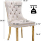Beige Velvet Dining Chairs Set Of 2 With Tufted Upholstery