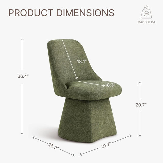 Swivel Dining Chairs Set 2 Upholstered Emerald Green