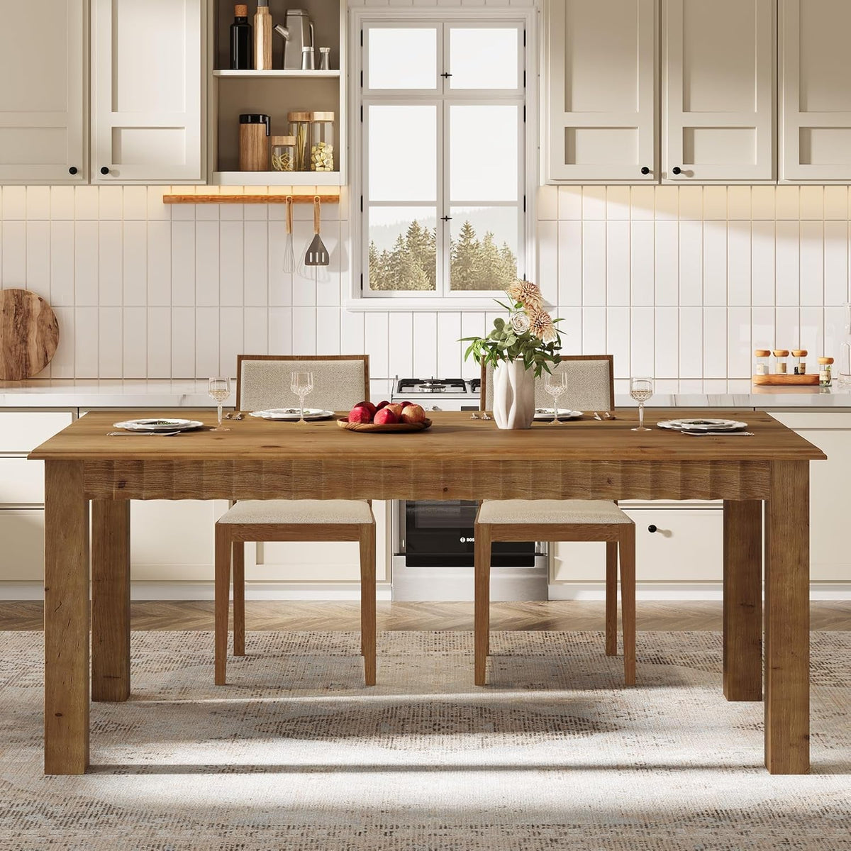 63 Realwood Farmhouse Rectangular Dining Table Espresso