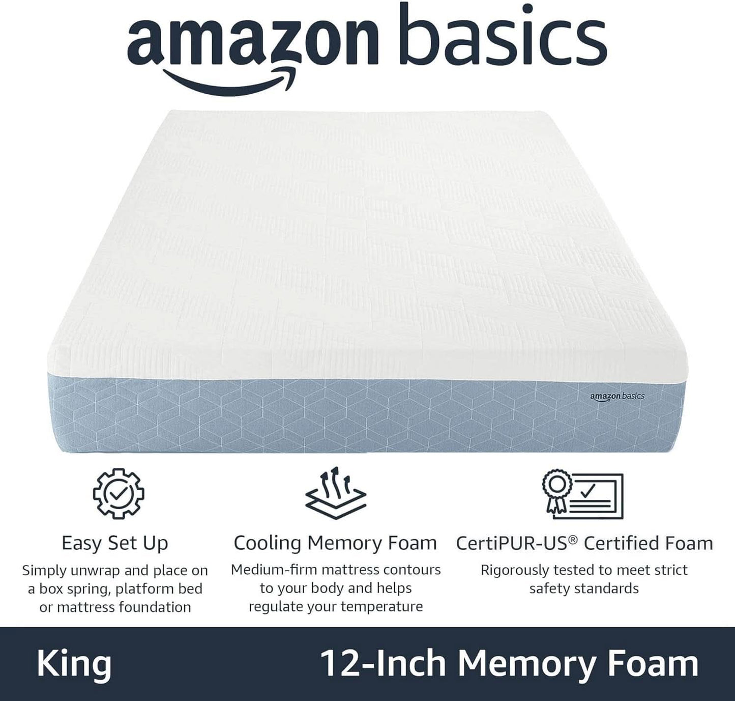 King Size Memory Foam Mattress CoolingGel CertipurUS-1
