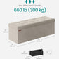 Cream White Storage Ottoman Bench Foldable 15x43x15